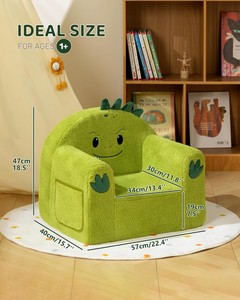 Canapé-lit pour enfants en mousse 28D ultra-douce, design <span class=keywords><strong>dinosaure</strong></span> vert, fabrication OEM ODM, pour garçons et filles, idéal pour la salle de jeux - Product Image 2