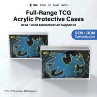 Boîtier en acrylique de luxe moderne Mega Charizard X EX UPC avec couvercle magnétique robuste, protection UV à 99 %, écologique, TCG Ultra Premium