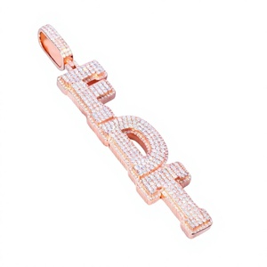 Colgante de Moissanita con Inicial de Letra en Oro Rosa, Plata de Ley 925, con Incrustaciones de Circonitas, Amuleto con Nombre, Joyería Hip Hop para Fiesta - Product Image 3