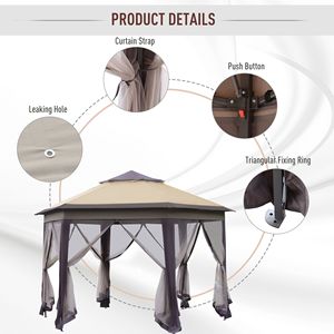 Gazebo de 13' x 13', Toldo Hexagonal con 6 Redes de Malla con Cierre, Carpa para Eventos con Estructura de Acero Resistente para Patio - Product Image 5