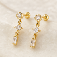 Boucles d'oreilles pendantes Muweike en argent sterling 925 vermeil avec zircon, motif étoile, élégantes pour femme, bijoux raffinés