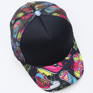 Casquettes de baseball personnalisées à impression intégrale : imprimé léopard, camouflage, zèbre, cœur, graffiti, logo personnalisé, casquette trucker 5 panneaux en maille, impression à la demande - Product Image 3