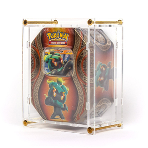 Boîte d'affichage <span class=keywords><strong>Pokemon</strong></span> en étain, boîtier personnalisé avec couvercle magnétique, rehausseur en acrylique avec vis, boîte de protection avec closure - Product Image 1