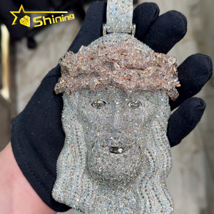 Gioielli Hip Hop, Ciondolo Gesù in Argento 925 Completamente in Moissanite, Ciondolo Personalizzato di Alta Qualità in Moissanite per <span class=keywords><strong>Uomo</strong></span>, Charm Iced Out - Product Image 3
