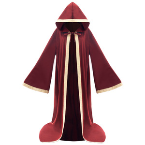 Capa de Mago con Capucha Multicolor, Borde de Terciopelo Dorado, Capa Medieval Gótica con Capucha, Disfraz de Halloween de <span class=keywords><strong>Anime</strong></span>, Dios de la Muerte, Wicca, Ritual - Product Image 2