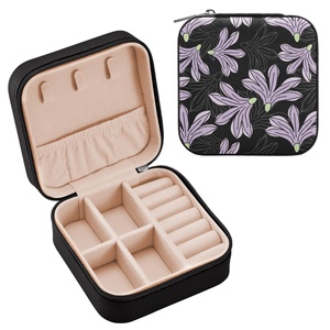 Estuche de Almacenamiento de Joyas Portátil de Cuero PU con Diseño de Flor Hawaiana y Logotipo Personalizado, Organizador de Joyas de Viaje, Caja de Joyería - Product Image 1