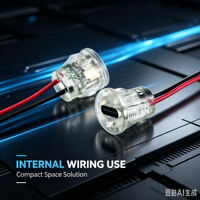 LN-DC-022E Puerto USB-C hembra de montaje a presión, redondo de 2 pines, con cable de 15 cm y 24 AWG, conector de carga tipo C para carga de juguetes eléctricos y afeitadoras