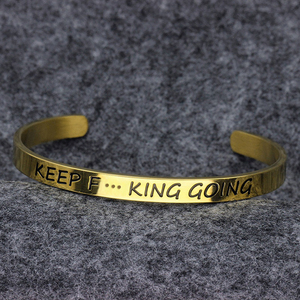 Sức Tiếp Tục Đi Thiết Kế Thời Trang Thép Không Gỉ Khắc Tin Nhắn Cuff Inspirational 18 k Bangle Vòng Đeo Tay cho Nam Giới Phụ Nữ - Product Image 5