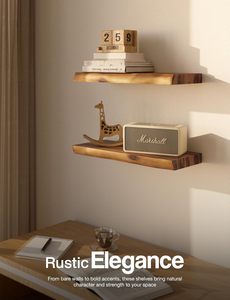 Tự nhiên rắn gỗ nổi Kệ tường thiết lập, treo tường kệ cho nhà bếp & Lưu trữ nhà - Product Image 6