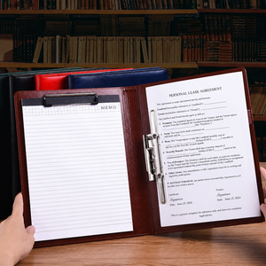 Portafolio <span class=keywords><strong>de</strong></span> Cuero Personalizado A4, Portátil, con Doble Bloc <span class=keywords><strong>de</strong></span> Notas y Clip <span class=keywords><strong>de</strong></span> Encuadernación para Abogados, Inmobiliarias y Firmación <span class=keywords><strong>de</strong></span> Contratos - Product Image 1
