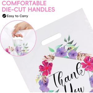 Thank You <b>Bags</b> 12x15 100 Pcs Large Plastic Shopping <b>Bags</b> With Handles For Wedding <b>Small</b> Business Gift Packaging - Product Image 4