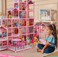 Maison de poupée Château de Rêve Princesse avec lumières, toboggan et meubles – Jouet de jeu d'imitation pour filles