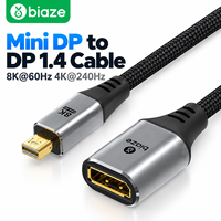 Câble Mini DP vers DP Biaze 8K 60Hz 4K 240Hz tressé pour ordinateur portable et moniteur de jeu