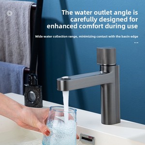 Rubinetto per <span class=keywords><strong>lavabo</strong></span> in rame stile europeo, colore grigio canna di fucile, monocomando, a colonna, per hotel e uso domestico, per <span class=keywords><strong>lavabo</strong></span> sottopiano - Product Image 2