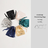 Petite Pochette à Cordon en Soie Satinée de Luxe avec Logo Personnalisé, Sac Anti-Poussière, Sacs Cadeaux à Cordon pour Bijoux, Maquillage, Cheveux et Bonbons
