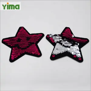 Custom wholesale change color reversible sequin patches clothes diy embroidered motif sequin applique for clothing t-shirt