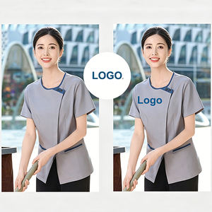 Uniforme <span class=keywords><strong>de</strong></span> service hôtelier à col mandarin pour femmes <span class=keywords><strong>de</strong></span> chambre, personnel <span class=keywords><strong>de</strong></span> service domestique, personnel <span class=keywords><strong>de</strong></span> <span class=keywords><strong>nettoyage</strong></span> <span class=keywords><strong>de</strong></span> supermarché, conception sur mesure, marque privée - Product Image 3
