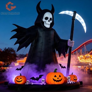 Décoration gonflable d'Halloween <span class=keywords><strong>avec</strong></span> lumières LED, Grim Reaper gonflable effrayant <span class=keywords><strong>avec</strong></span> faucille pour la décoration extérieure de la cour et des fêtes - Product Image 1