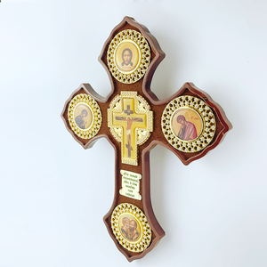 Ost orthodoxe hölzerne Kruzifix-Wand dekoration mit goldenen religiösen Ikonen Christliche heilige Kreuz kunst für die Haupt dekoration der Kirche - Product Image 5