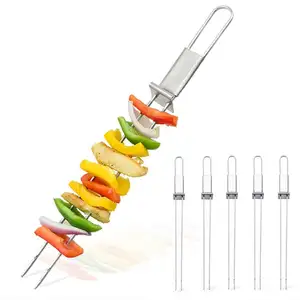 13 Inch Rvs Grillen Spiesjes Met Slider, Herbruikbare Metalen Bbq Shish Kebab Spies Sticks