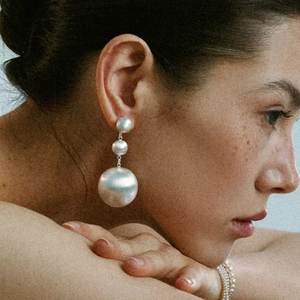 <span class=keywords><strong>Pendientes</strong></span> de gota de bola redonda escalonada de tres capas de latón cepillado chapado en oro de gran tamaño minimalista de accesorios de moda mujer - Product Image 3