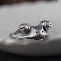 Bagues au design simple et mignon pour femmes et hommes, bagues vintage hibou, grenouille, serpent, sourire, style rétro punk, en argent