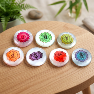 7 <b>Chakra</b> <b>Crystal</b> Stones <b>Set</b> Circle Inlayed Polished Engraved Reiki Healing Home Decoration Collectible - Product Image 4
