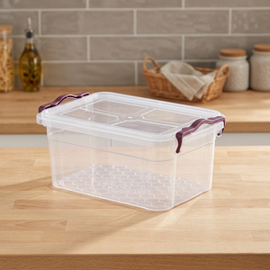 Large 3L Capacity Durable PP Plastic Transparent <b>Lockable</b> Wheeled Multipurpose Storage Rectangle Shape Meat Food Safe Eid - Product Image 2