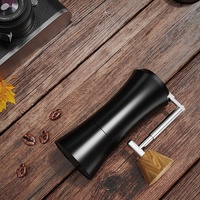 Moulin à café manuel portable de luxe DHPO, capacité 30g, meule conique SUS 420, poignée pliable en alliage d'aluminium avec bouton en bois