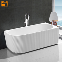 Baignoire autoportante en acrylique Lucite à coins cannelés KF-786-H 1700 mm, design intemporel, spa luxueux pour la salle de bain à domicile