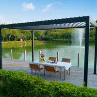 Pergola bioclimatique de jardin en aluminium pour l'extérieur, gazebo de luxe imperméable avec toit à lames motorisées