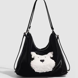 Sac à bandoulière et à bandoulière en daim à motif de chien - Product Image 2