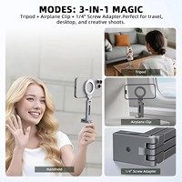 Support de voyage multifonctionnel 3-en-1 pliable, trépied magnétique rotatif à 360°, support de bureau universel portable, support de selfie à main