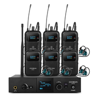 Système de monitoring intra-auriculaire sans fil ER-102 UHF Stéréo Professionnel Studio Scène IEM avec 1 émetteur et 6 récepteurs de poche