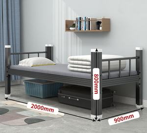 Dormitorio Escuela Estudiantes Adultos Cama Diseños Hierro Metal Blanco y Negro Cama Individual - Product Image 6