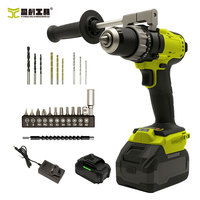 Perceuse à percussion électrique sans fil sans balais, visseuse électrique portative à vitesse variable avec batterie et chargeur pour le bricolage du bois