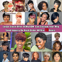 Pas cher Cheveux Courts Pixie 13x1 Perruque Lace Front Perruque T Part Pixie Cut Cheveux Humains Cheveux Humains Bob 180% Densité Pixie Cut Perruque Bouclée