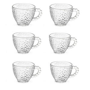 Juego de 6 tazas de té de la línea LUXOR, de cristal transparente decorado, 220 cc - Product Image 1