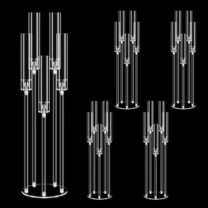 Centres de table de mariage, décorations de table, candélabre en <span class=keywords><strong>cristal</strong></span> transparent à 8 bras, porte-bougie en acrylique haut - Product Image 1