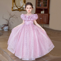 Robes longues à fleurs pour filles, style princesse, pour l'été, fête d'anniversaire, mariage, spectacle, costume blanc de Noël, vêtements pour enfants en gros