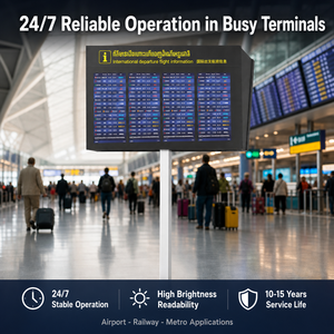 Display LCD Video Wall di Grandi Dimensioni <span class=keywords><strong>con</strong></span> Opzione di Montaggio a Pavimento o a Parete per Tabelloni di Arrivo e Partenza Aeroportuali - Product Image 2