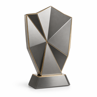 Trophée en métal Ombre, Prisme en bronze avec sommet biseauté or rose, Trophée médaille en métal pour récompenses