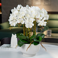 Plantes d'orchidées artificielles FANHUA en pot en plastique, fausse Phalaenopsis blanche, centre de table moderne fait main, fleur réaliste