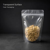Sachet transparent à fermeture éclair pour l'emballage des graines de tournesol, avec contenu visible, base à soufflet et surface transparente