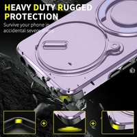 Objectif de caméra coulissant couvercle robuste pour Redmi Note 14 Pro béquille rotative coque de téléphone coque arrière rigide avec porte-anneau violet