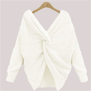 Moda abbigliamento invernale sexy morbido maglione lavorato a maglia con scollo a v aperto sul retro maglione da <span class=keywords><strong>donna</strong></span> - Product Image 2