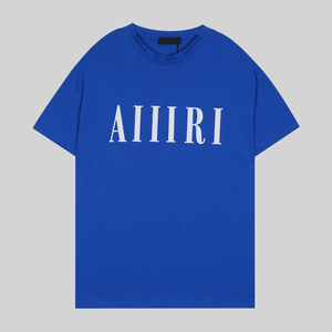 เสื้อยืดแขนสั้นทรงหลวมพิมพ์ลายสีน้ำเงินสไตล์วินเทจ AMI <span class=keywords><strong>RI</strong></span> รุ่นใหม่ปี 2026 สำหรับผู้ชาย ระบายอากาศได้ดี สวมใส่สบาย - Product Image 1