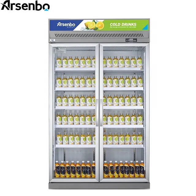 New style factory sale 2-door Beverage Display Fridge brand compressor convenient store