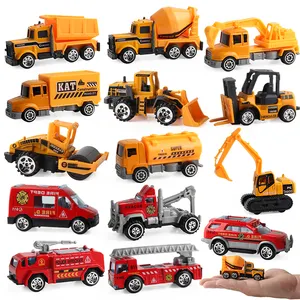 Mainan mobil logam paduan gesekan Mini, Model mainan kendaraan rekayasa mesin api logam cor Casting untuk anak-anak