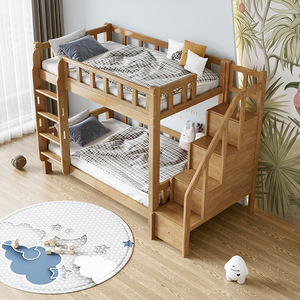 เตียงสองชั้นไม้สนแท้ ประหยัดพื้นที่ สำหรับห้องนอนเด็ก - Product Image 2